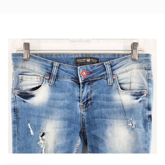 PHILLIP PLEIN Ripped Lip Jeans 27 - Picture 9 of 14